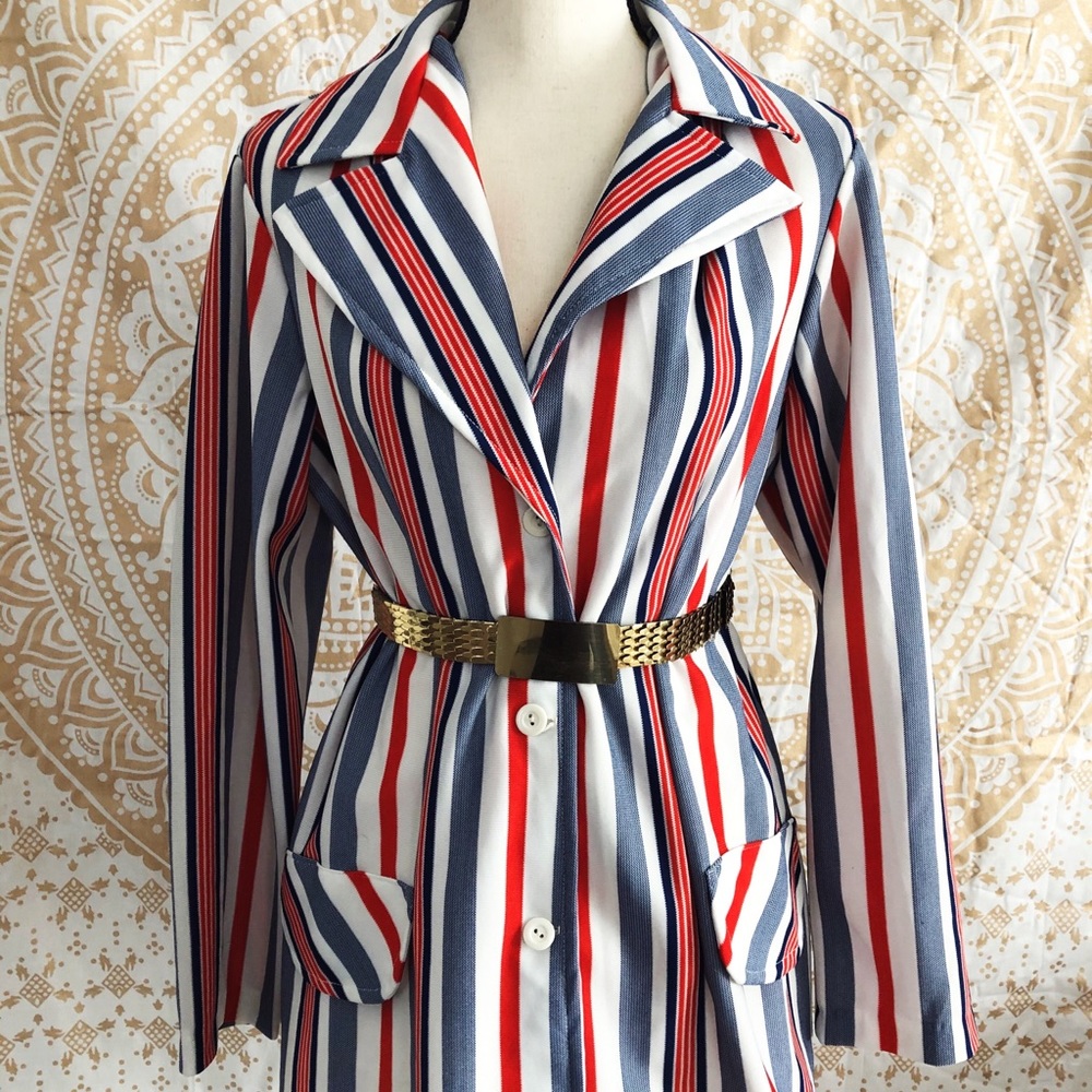 Vintage nautical striped blouse button up